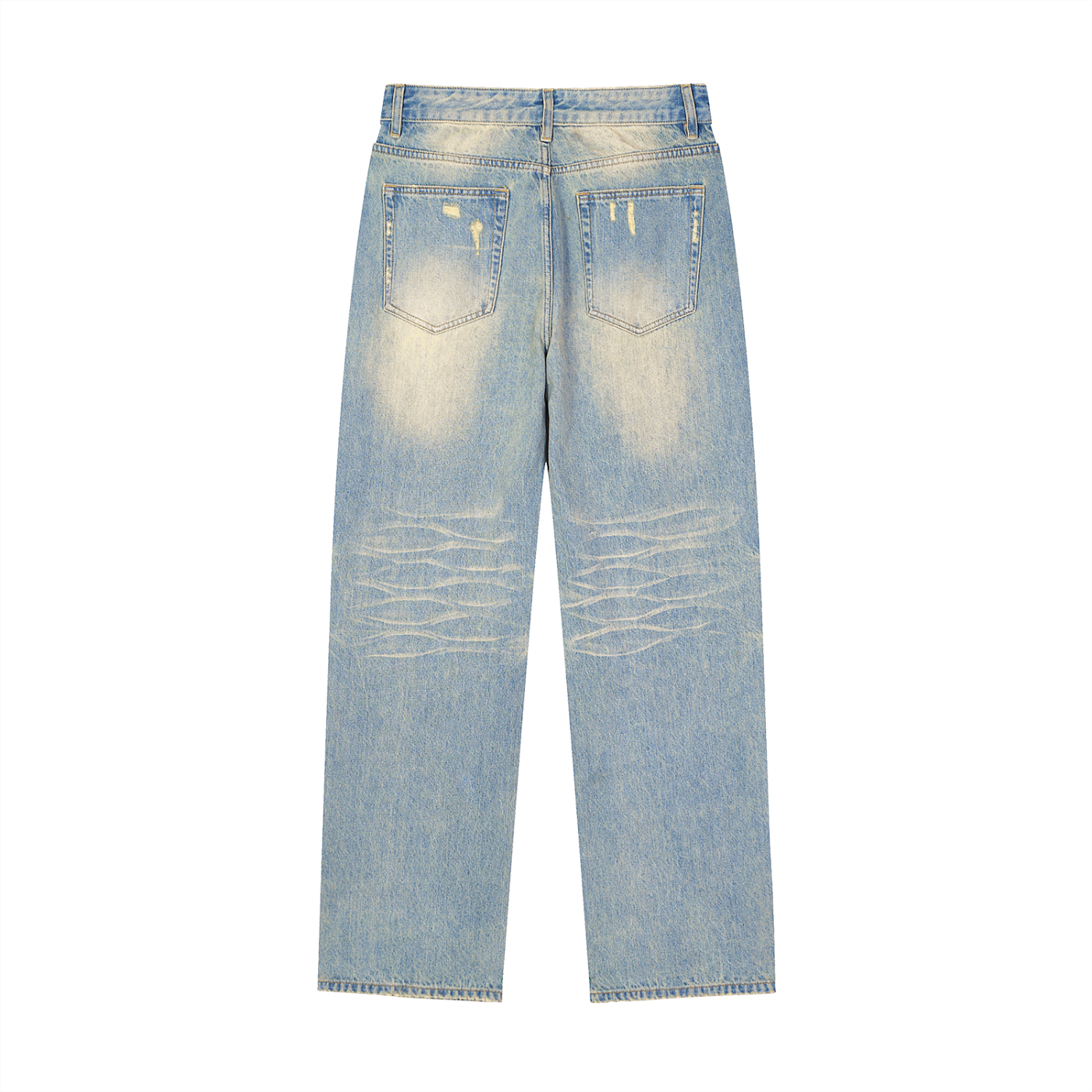 THE DESERT FRONTEIR SUN FADED RAW HEM DENIM JEANS