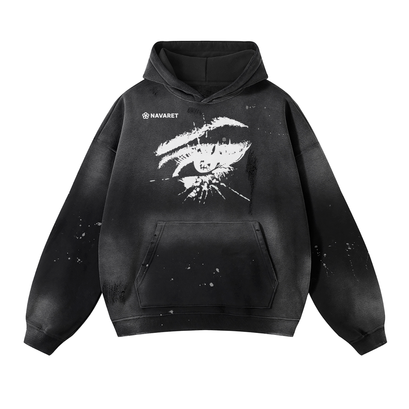 Vintage Wash Frayed Fleece Hoodie 360 GSM - NAVARET