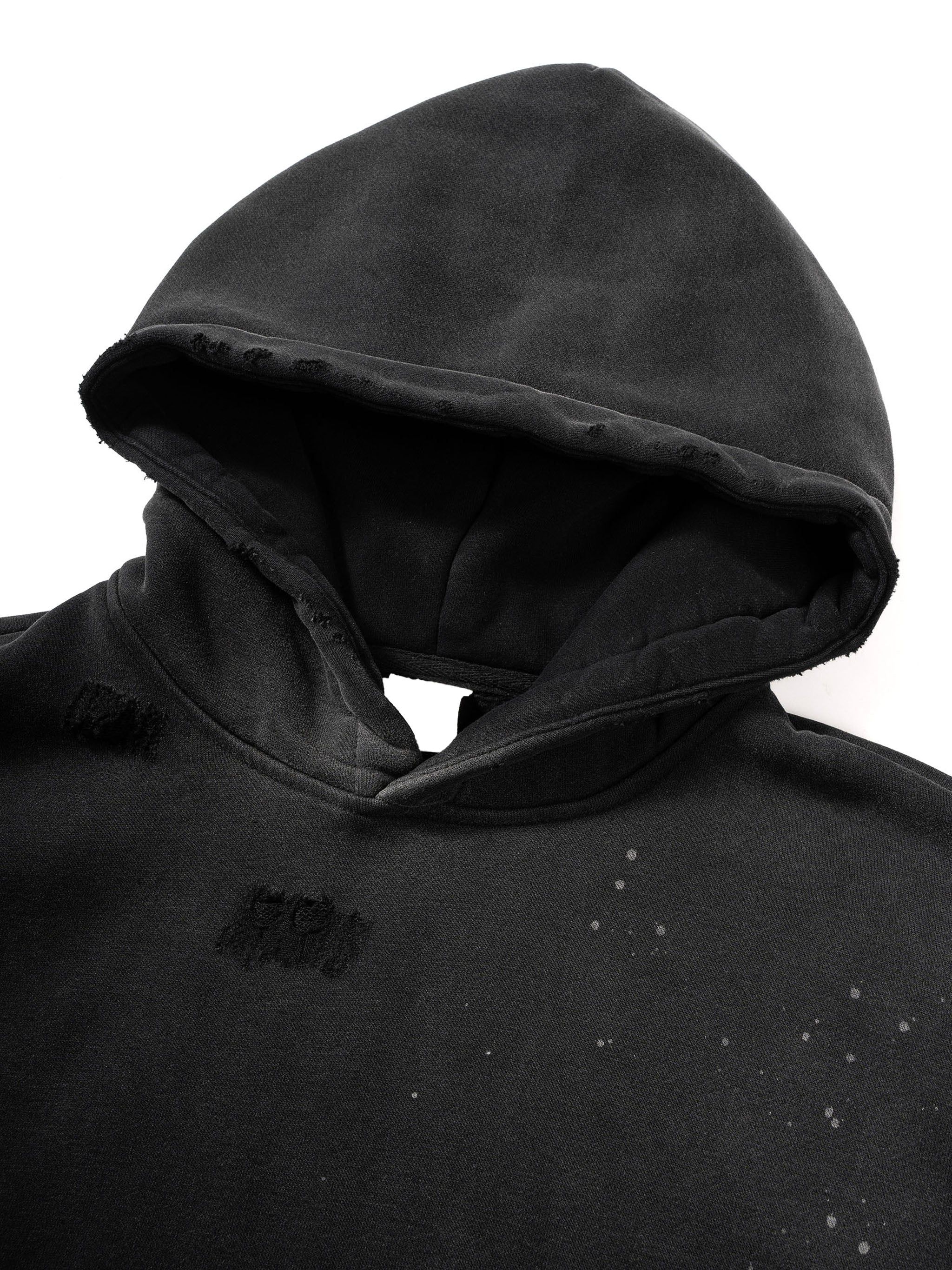 Vintage Wash Frayed Fleece Hoodie 360 GSM - NAVARET