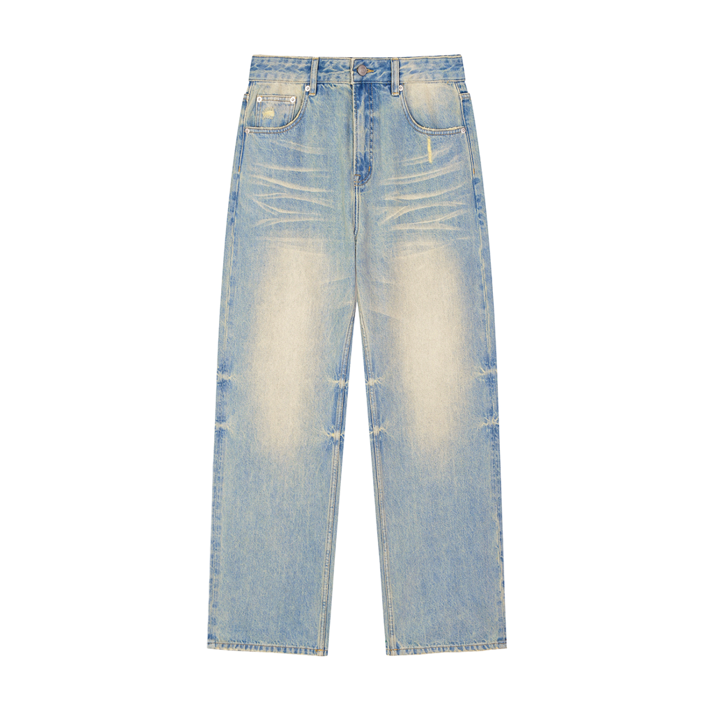 THE DESERT FRONTEIR SUN FADED RAW HEM DENIM JEANS