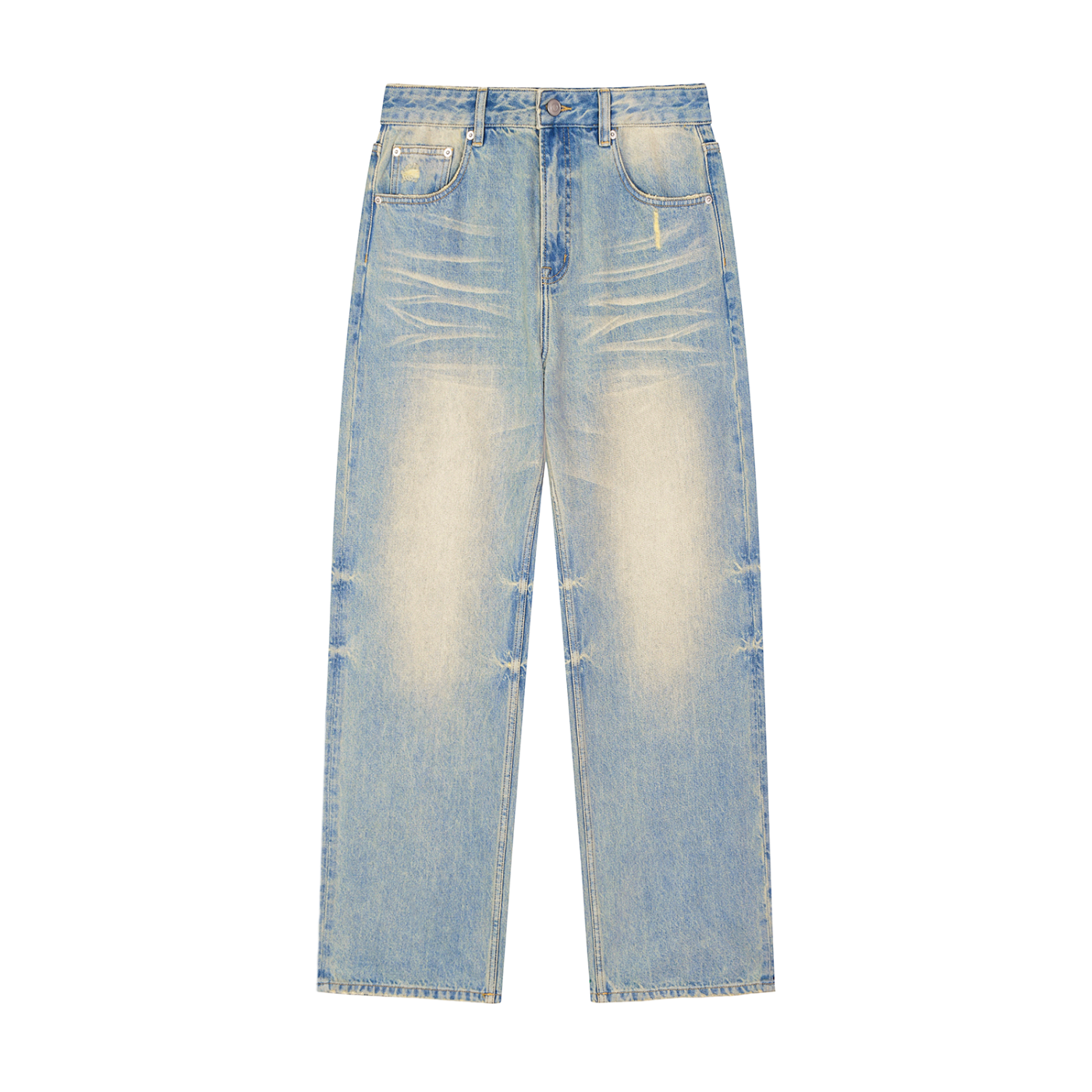 THE DESERT FRONTEIR SUN FADED RAW HEM DENIM JEANS