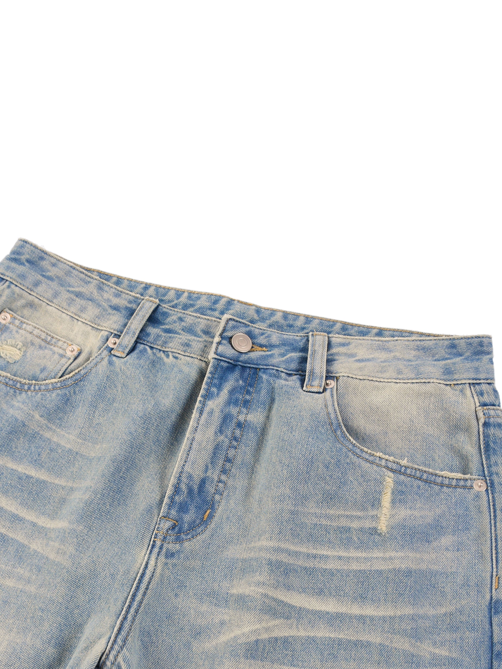 THE DESERT FRONTEIR SUN FADED RAW HEM DENIM JEANS